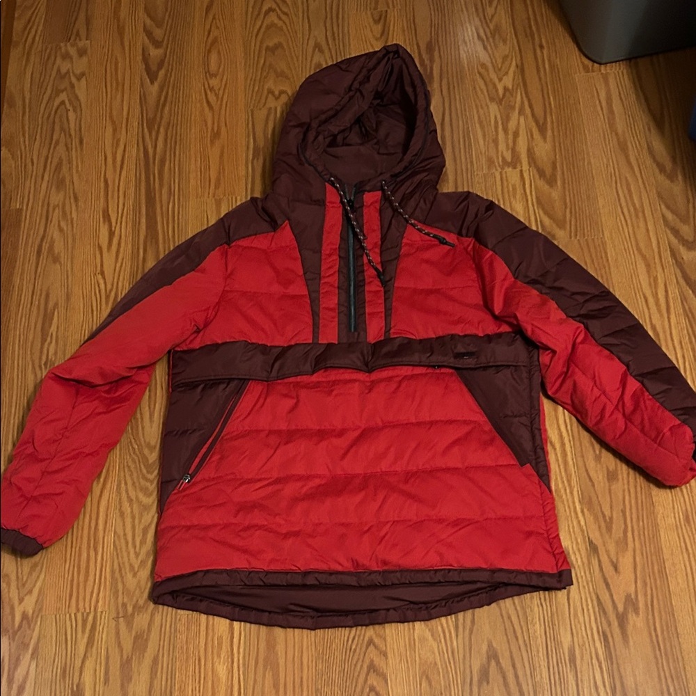 Superdry Red and Brown Puffer Jacket